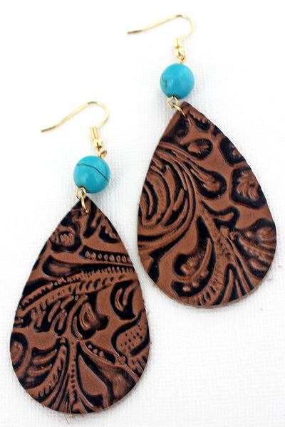 Leather and online turquoise earrings