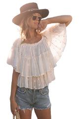 Boho Off The Shoulder Tiered Ruffle Top by Lovestitch